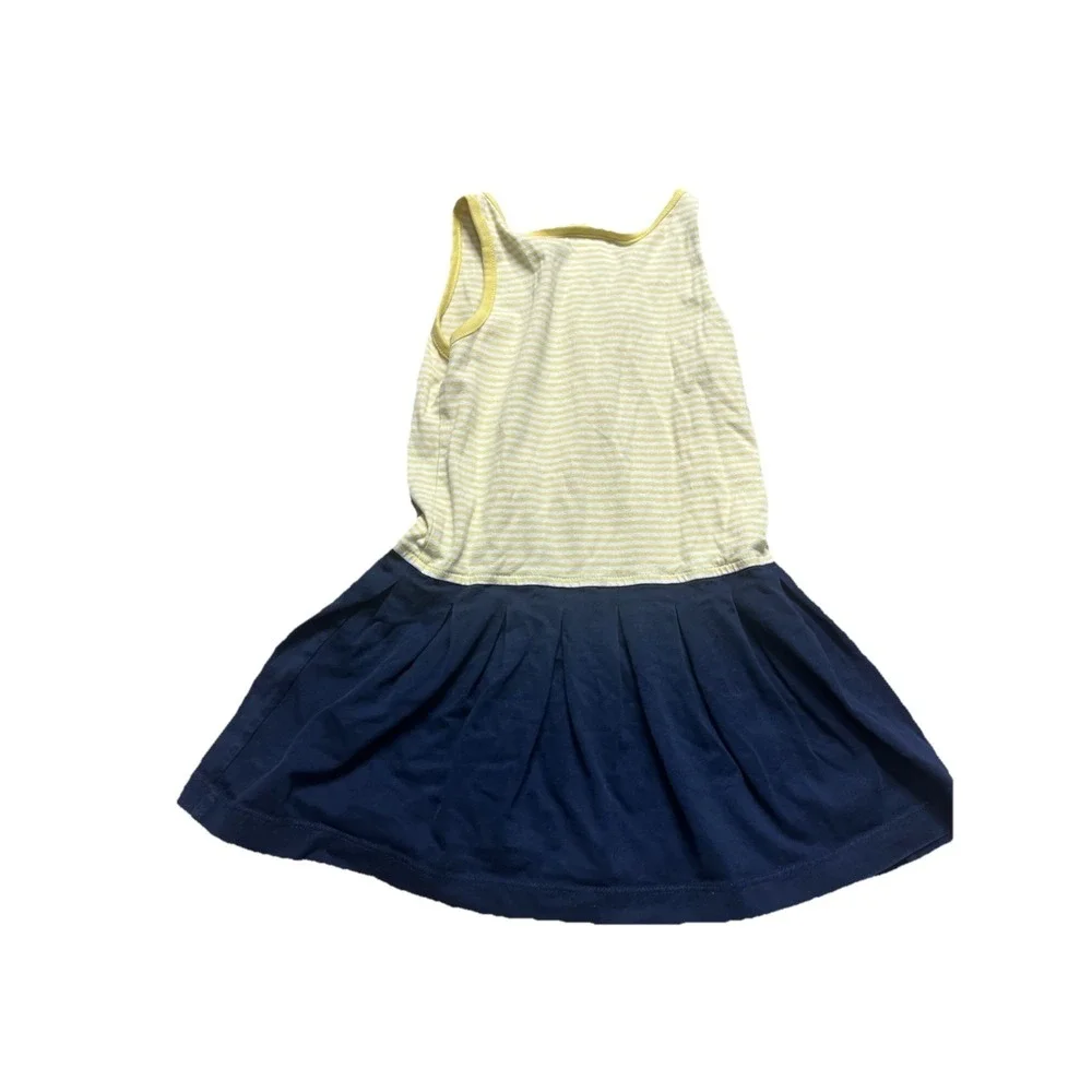 Hanna Andersson Toddler Girls Dress Sleeveless Yellow Stripe Navy Size 3T 90‎